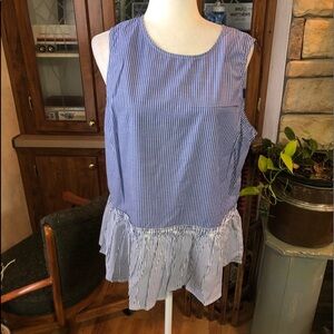 Time and Ttue sleeveless size XLarge 16/18 blu and white striped 2patterens EUC